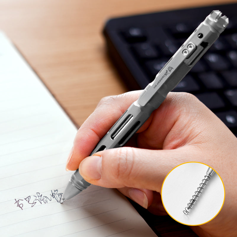 Pioneeredc New Titanium Alloy Tactical Pen Signature Metal Pen Tungsten Steel Head Self Defense Pen Designed for Camping Hiking