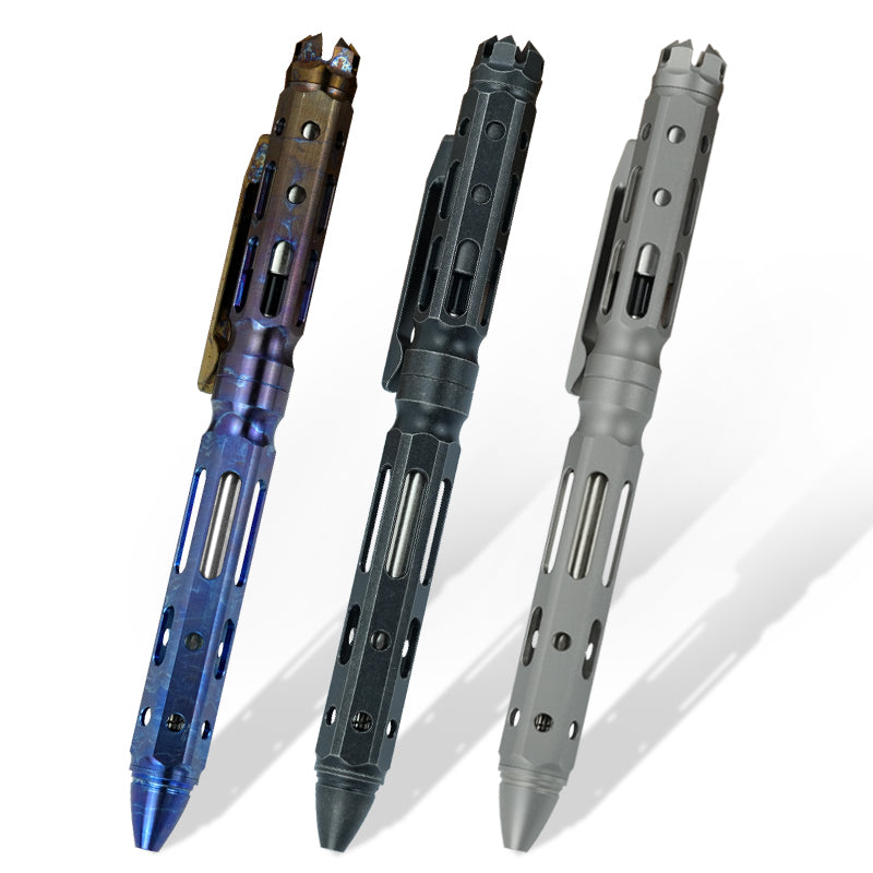Pioneeredc New Titanium Alloy Tactical Pen Signature Metal Pen Tungsten Steel Head Self Defense Pen Designed for Camping Hiking
