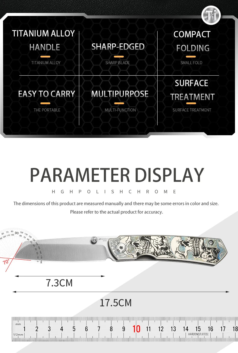 PioneerEDC Gr5 & M390 Titanium Alloy EDC Knife High Hardness Portable Tactical Multifunctional Knife for Survival Outdoor Use
