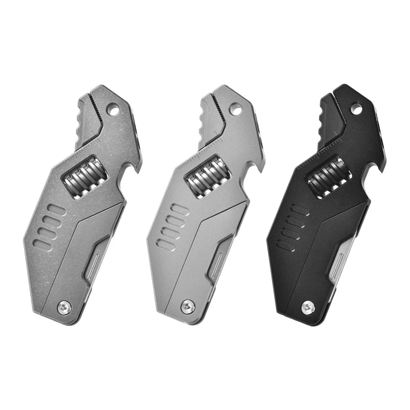 PioneerEDC Mini Adjustable Wrench & M390 Titanium Folding Knife - Heavy Duty 2-in-1 Multifunction EDC Tool for Outdoor