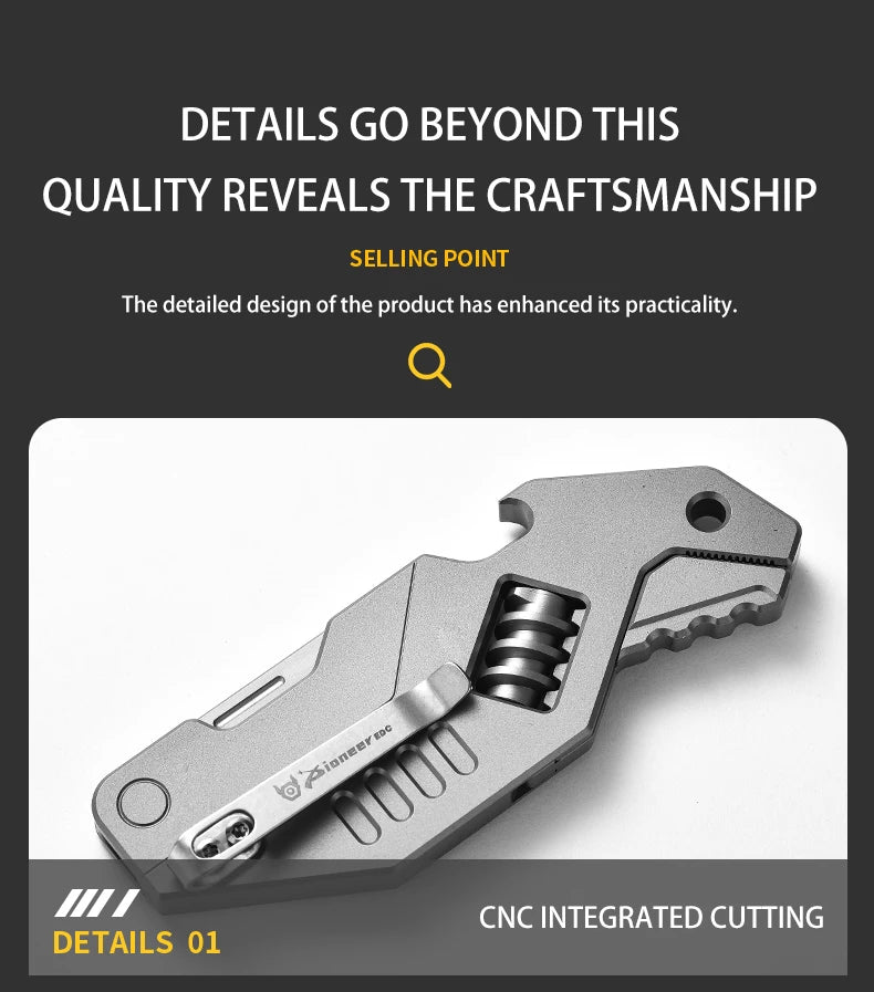 PioneerEDC Mini Adjustable Wrench & M390 Titanium Folding Knife - Heavy Duty 2-in-1 Multifunction EDC Tool for Outdoor