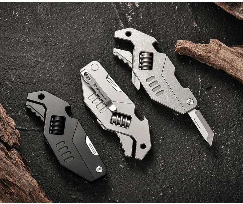 PioneerEDC Mini Adjustable Wrench & M390 Titanium Folding Knife - Heavy Duty 2-in-1 Multifunction EDC Tool for Outdoor