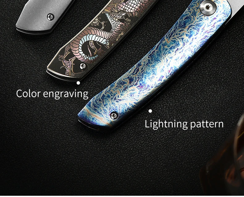 PioneerEDC Titanium Handle Knife M390 Blade Pocket Knife Folding Utility Camping Knife Portable Tactical Survival Outdoor Tool