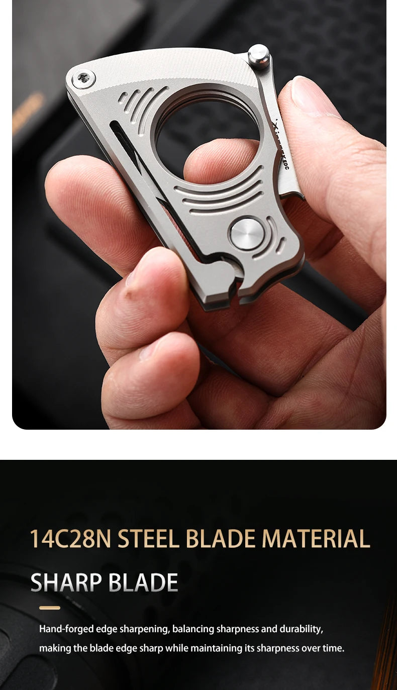 PioneerEDC Titanium Folding Knife 14c28n Steel Pocket Knife Outdoor Camping Portable Multifunctional EDC Tool Folding Box Cutter