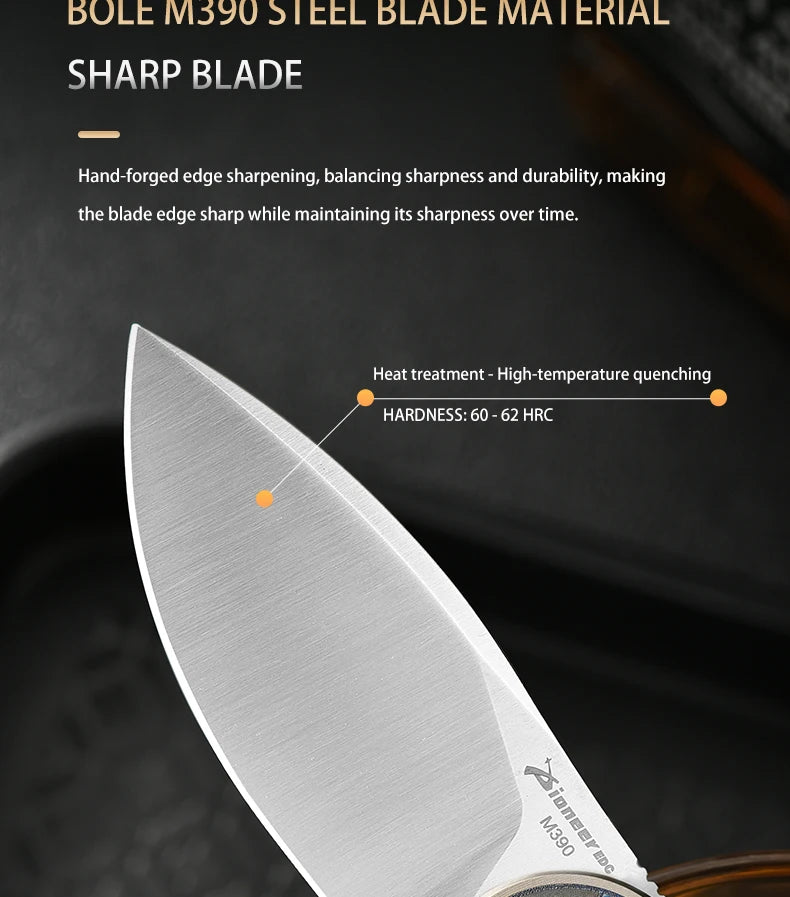 PioneerEDC Custom OEM M390 EDC Folding Knife with Gr5 Handle - Professional-Grade Mini Tool for Camping, Survival & OEM Projects