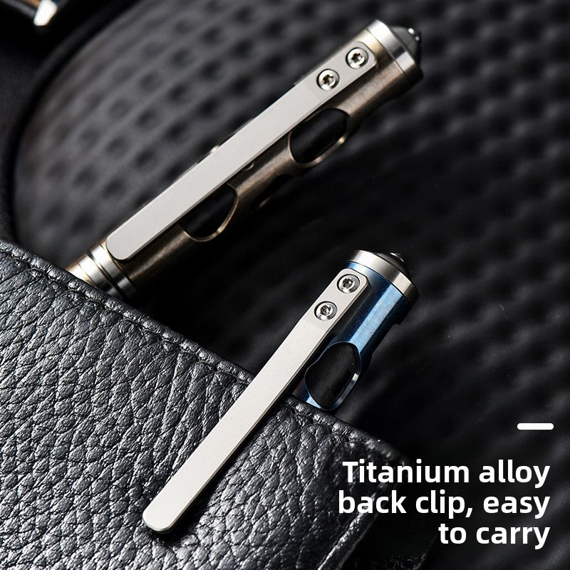 3-in-1 Titanium Alloy EDC Tactical Pen Multifunction Mini LED Flashlight Self Defense Survival & Camping Hiking Pen Flashlight