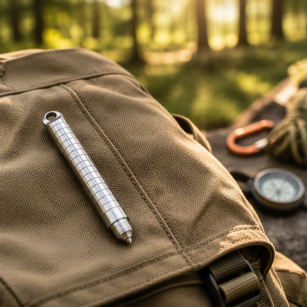 PioneerEDC Mini Tactical Pen Portable Silver Titanium Alloy Personalized Climbing Glass Breaking pen