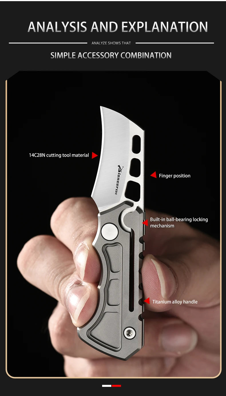 PioneerEDC Survival DIY Titanium Knife EDC Stainless Steel Blade Mini Portable Folding Tactical Pocket Knife Outdoor Camping