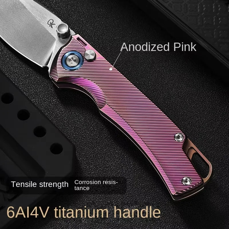 PioneerEDC Titanium Pocket Knife 9Cr Steel Blade Outdoor Folding Knife Titanium EDC Knife EDC Tool for Self Defense