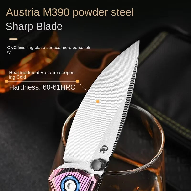 PioneerEDC Titanium Pocket Knife 9Cr Steel Blade Outdoor Folding Knife Titanium EDC Knife EDC Tool for Self Defense