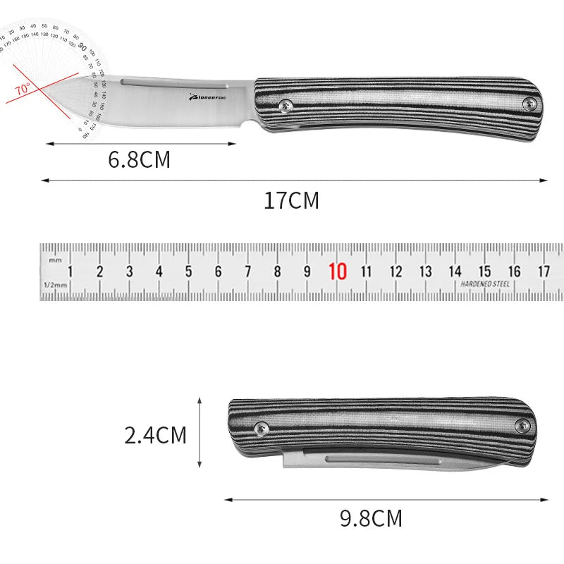 PioneerEDC Portable Camping Survival Self-Defense Folding Knife EDC G10 Handle 14C28N Blade Outdoor Multifunctional