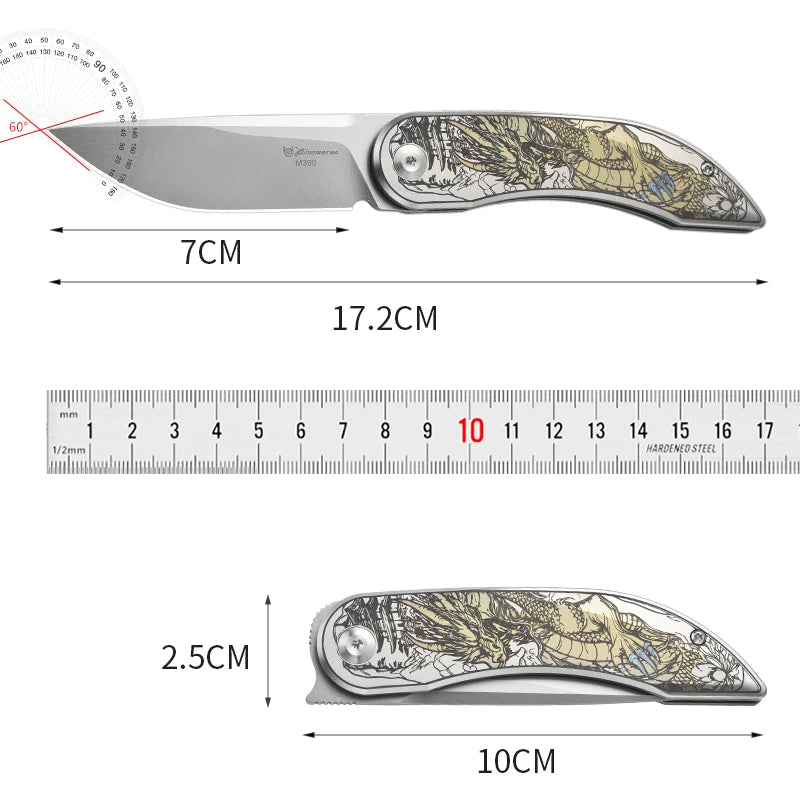 PioneerEDC Custom OEM Industrial Grade Gr5 Titanium EDC Folding Knife M390 Blade High Hardness Portable Tactical Camping Tool