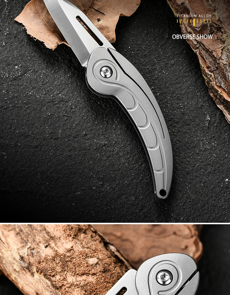 PioneerEDC TC4 Titanium Alloy Portable Folding Knife High Hardness Tactical EDC Outdoor Survival Camping Tool OEM Supported