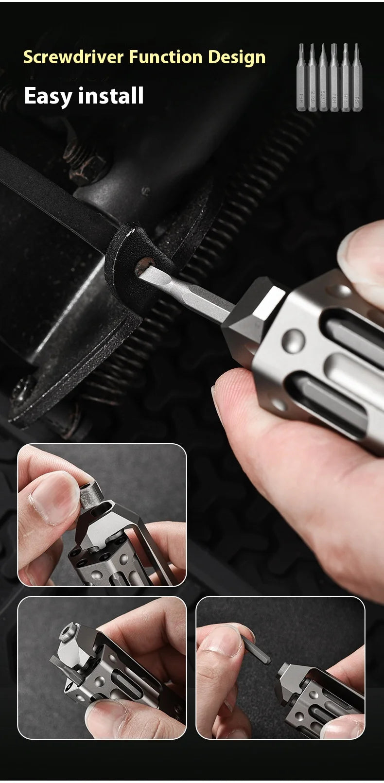 PioneerEDC Industrial Grade Multifunction Spinning EDC Knife TC4 Titanium Tactical Art Knife Portable Outdoor OEM CNC Unibody