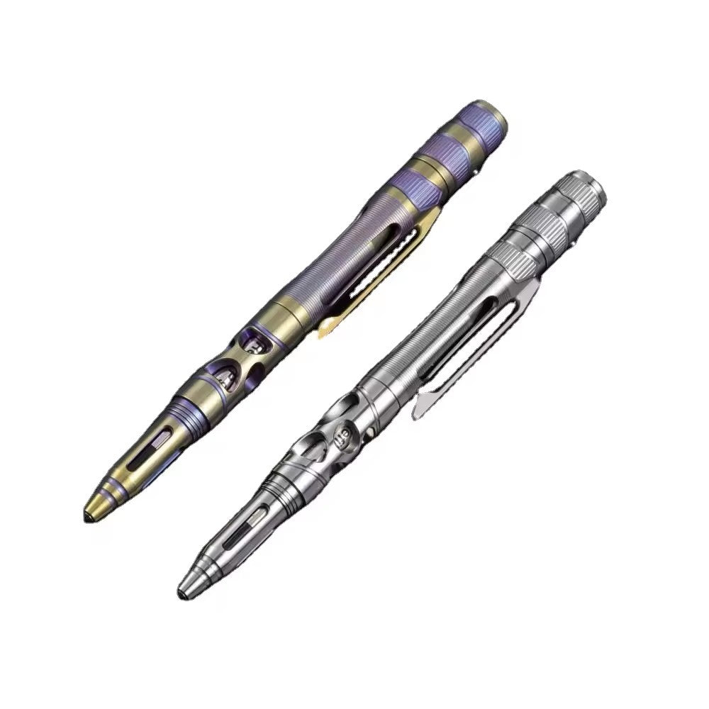 3-in-1 Titanium Alloy EDC Tactical Pen Multifunction Mini LED Flashlight Self Defense Survival & Camping Hiking Pen Flashlight