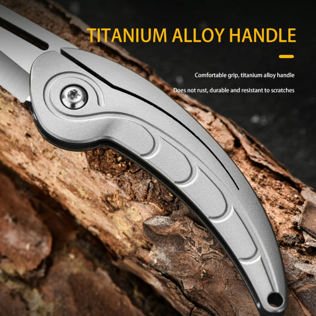 PioneerEDC TC4 Titanium Alloy Portable Folding Knife High Hardness Tactical EDC Outdoor Survival Camping Tool OEM Supported