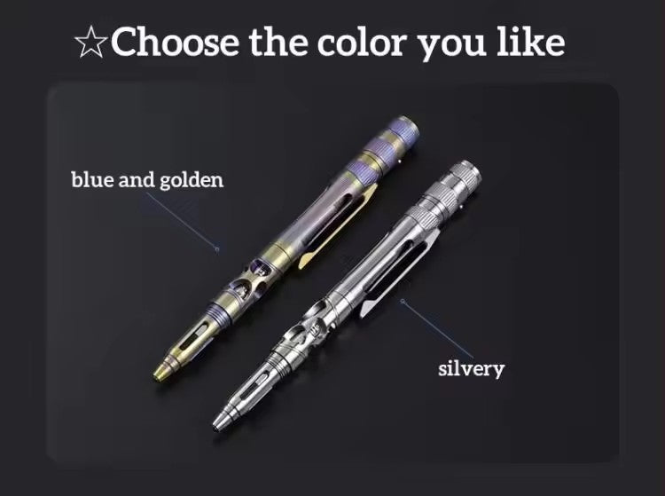 3-in-1 Titanium Alloy EDC Tactical Pen Multifunction Mini LED Flashlight Self Defense Survival & Camping Hiking Pen Flashlight
