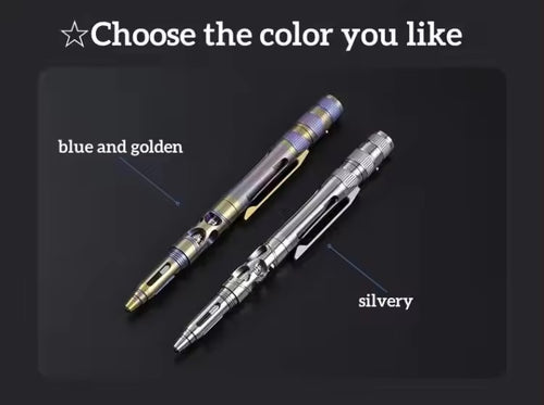 3-in-1 Titanium Alloy EDC Tactical Pen Multifunction Mini LED Flashlight Self Defense Survival & Camping Hiking Pen Flashlight