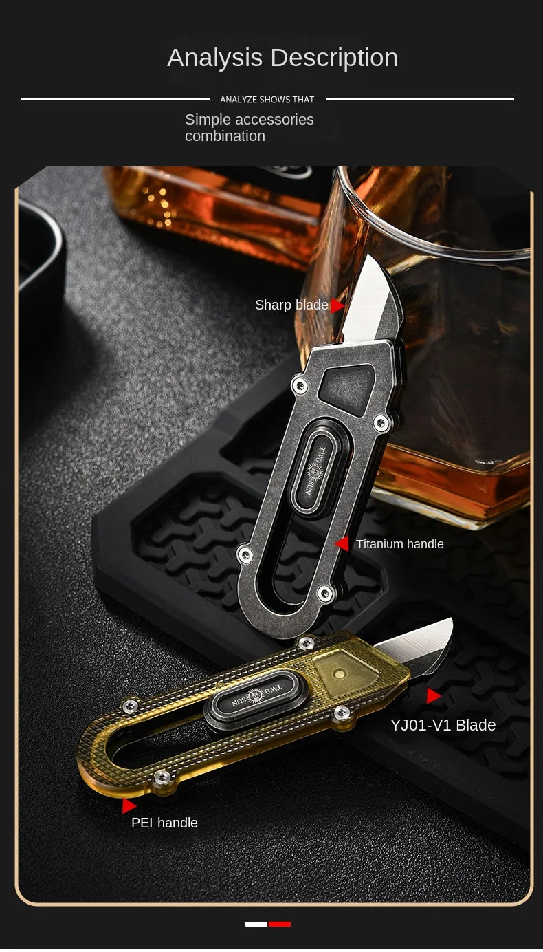 PioneerEDC Titanium Knife High Hardness Durable Box Cutter Multifunctional EDC Dismantle Express Industrial Small Art Knife