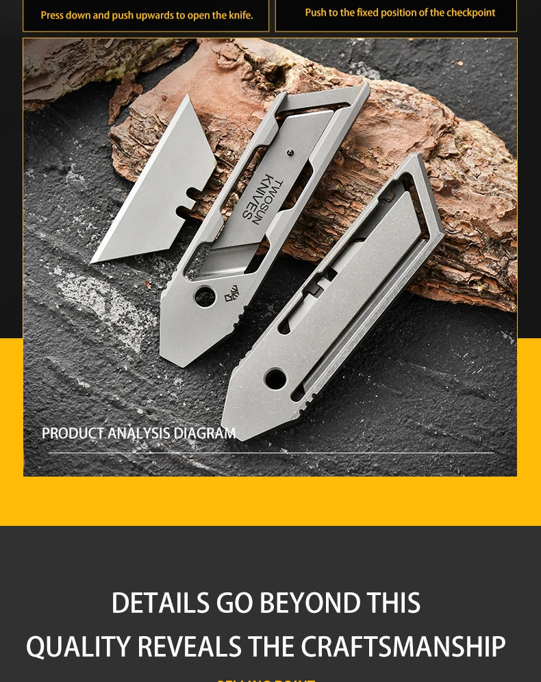 Factory Direct Portable Titanium Knife Protective Pry Bar Express Letter Opener High-End Tactical Art Knife for Outdoor Camping