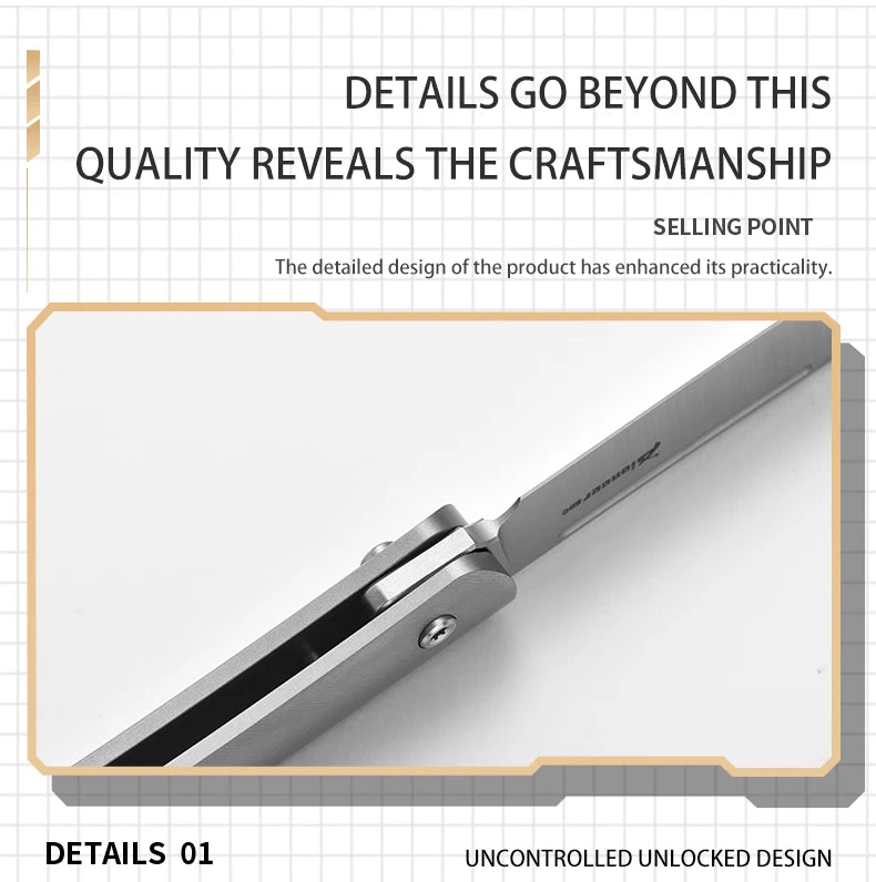PioneerEDC 14C28N Steel Blade Grade 5 Titanium Folding Knife Sandblasted Color Value EDC Camping Tactical Knife