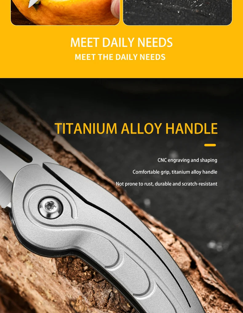 PioneerEDC TC4 Titanium Alloy Portable Folding Knife High Hardness Tactical EDC Outdoor Survival Camping Tool OEM Supported