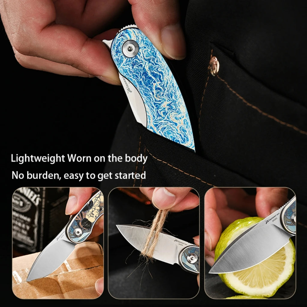 PioneerEDC Custom OEM M390 EDC Folding Knife with Gr5 Handle - Professional-Grade Mini Tool for Camping, Survival & OEM Projects