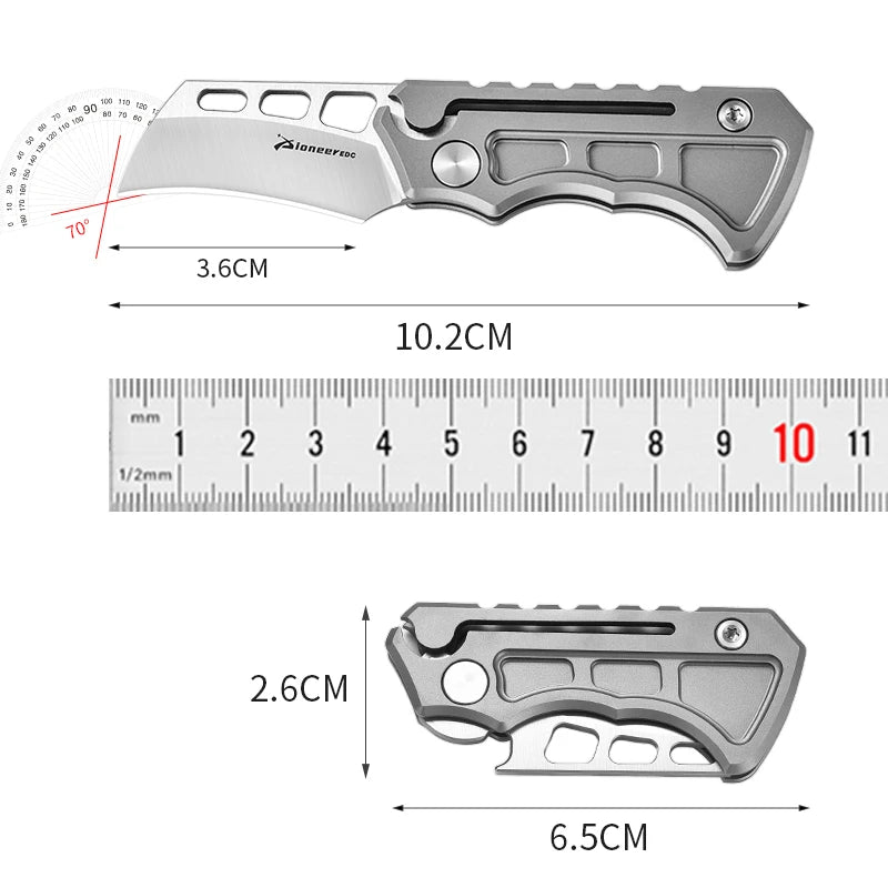 PioneerEDC Survival DIY Titanium Knife EDC Stainless Steel Blade Mini Portable Folding Tactical Pocket Knife Outdoor Camping