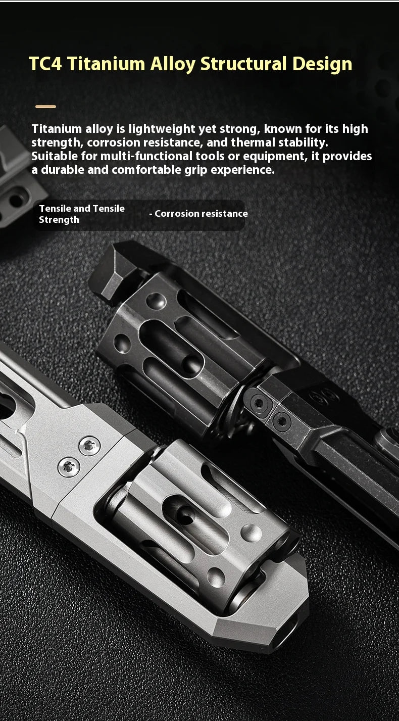 PioneerEDC Industrial Grade Multifunction Spinning EDC Knife TC4 Titanium Tactical Art Knife Portable Outdoor OEM CNC Unibody