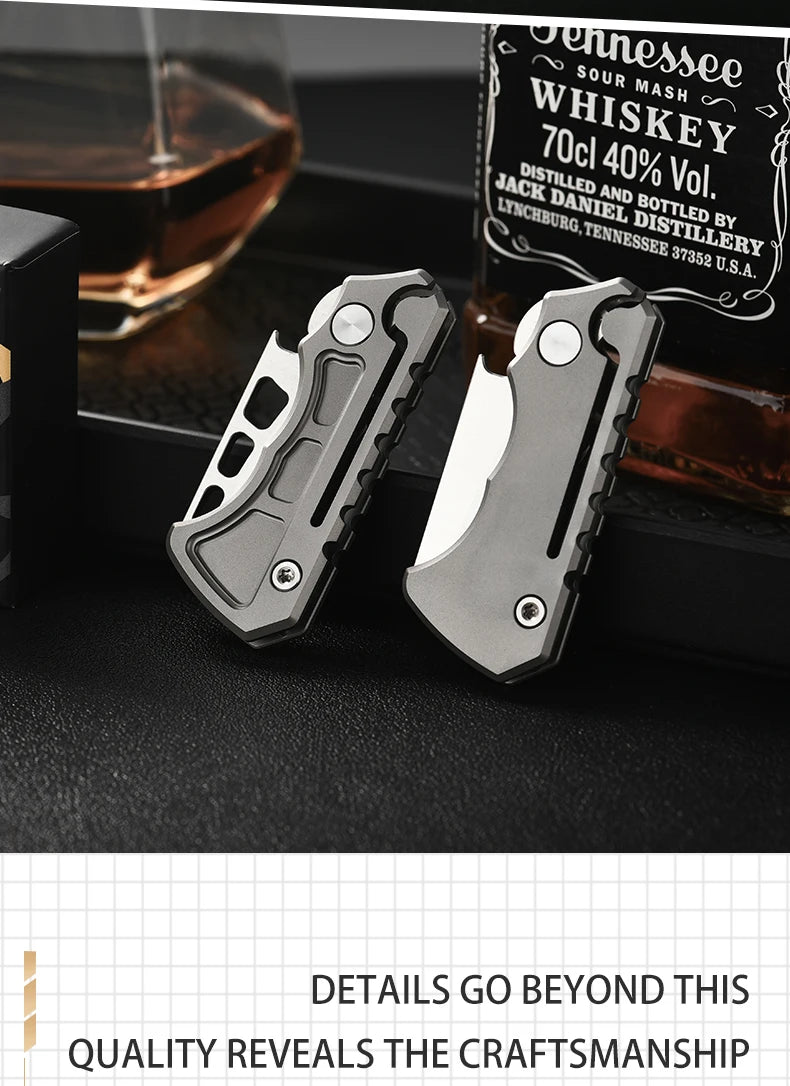 PioneerEDC Survival DIY Titanium Knife EDC Stainless Steel Blade Mini Portable Folding Tactical Pocket Knife Outdoor Camping