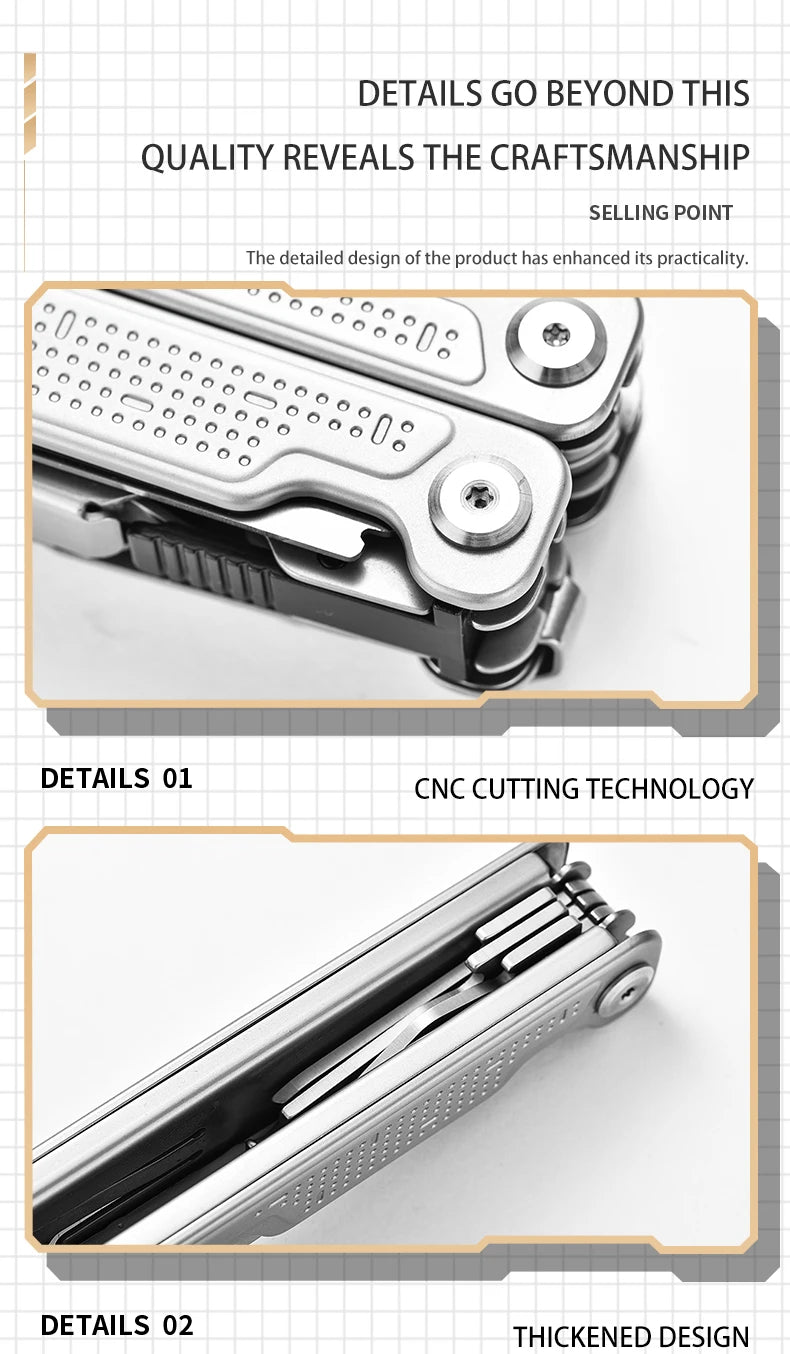 PioneerEDC Multitool 20-in-1 Pocket Knife Screwdriver Sleeve Self-locking Pliers Sheath-for Outdoor Survival Camping Hiking OEM