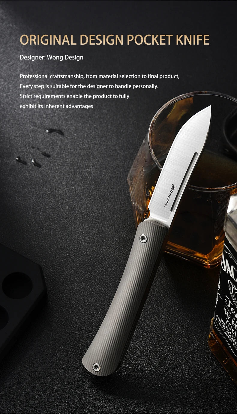 PioneerEDC 14C28N Steel Blade Grade 5 Titanium Folding Knife Sandblasted Color Value EDC Camping Tactical Knife