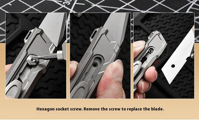 PioneerEDC Industrial Grade Multifunction Spinning EDC Knife TC4 Titanium Tactical Art Knife Portable Outdoor OEM CNC Unibody
