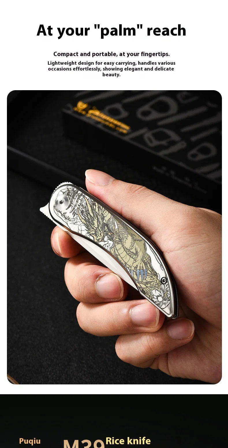 PioneerEDC Custom OEM Industrial Grade Gr5 Titanium EDC Folding Knife M390 Blade High Hardness Portable Tactical Camping Tool