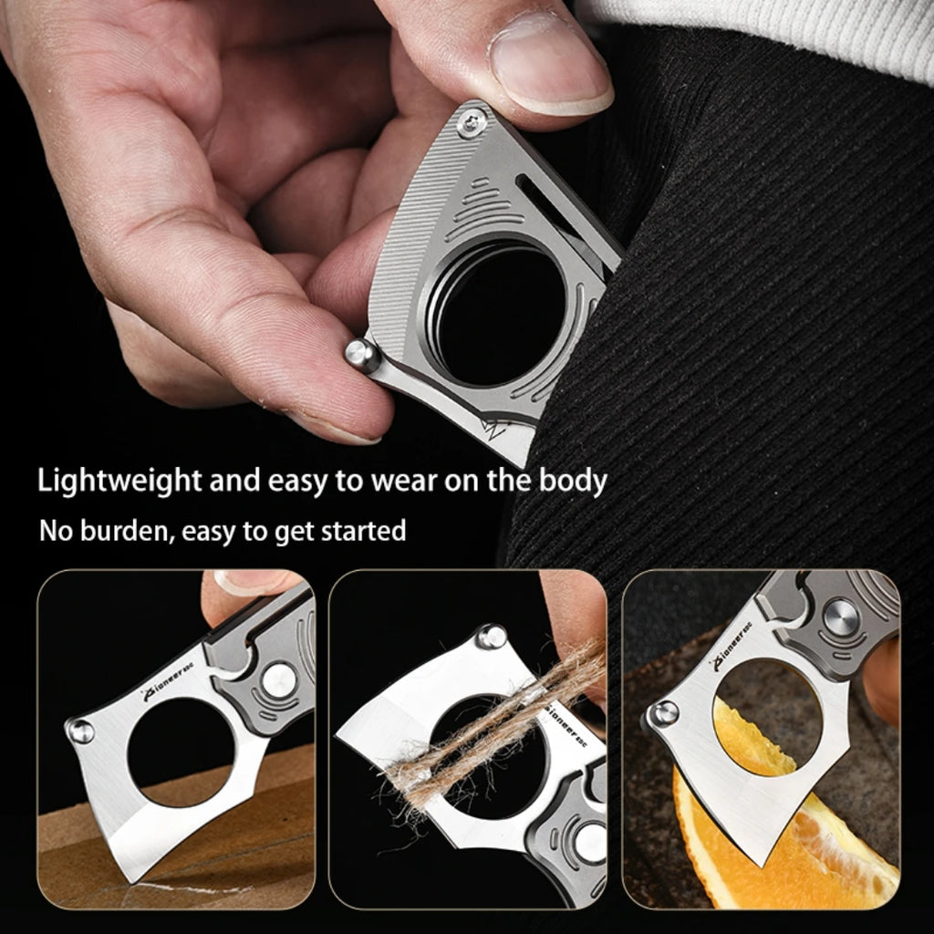 PioneerEDC Titanium Folding Knife 14c28n Steel Pocket Knife Outdoor Camping Portable Multifunctional EDC Tool Folding Box Cutter