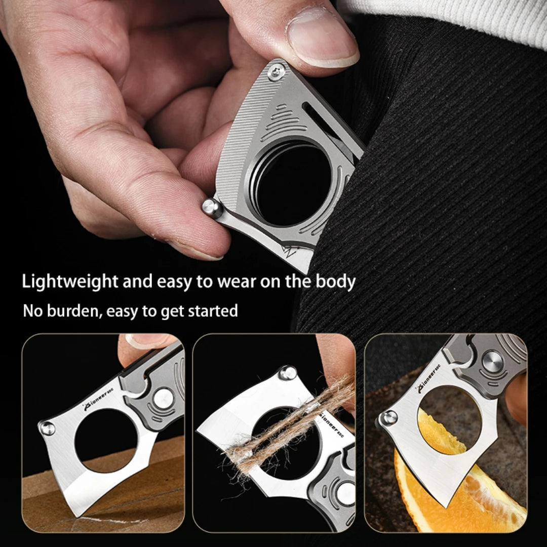 PioneerEDC Titanium Folding Knife 14c28n Steel Pocket Knife Outdoor Camping Portable Multifunctional EDC Tool Folding Box Cutter