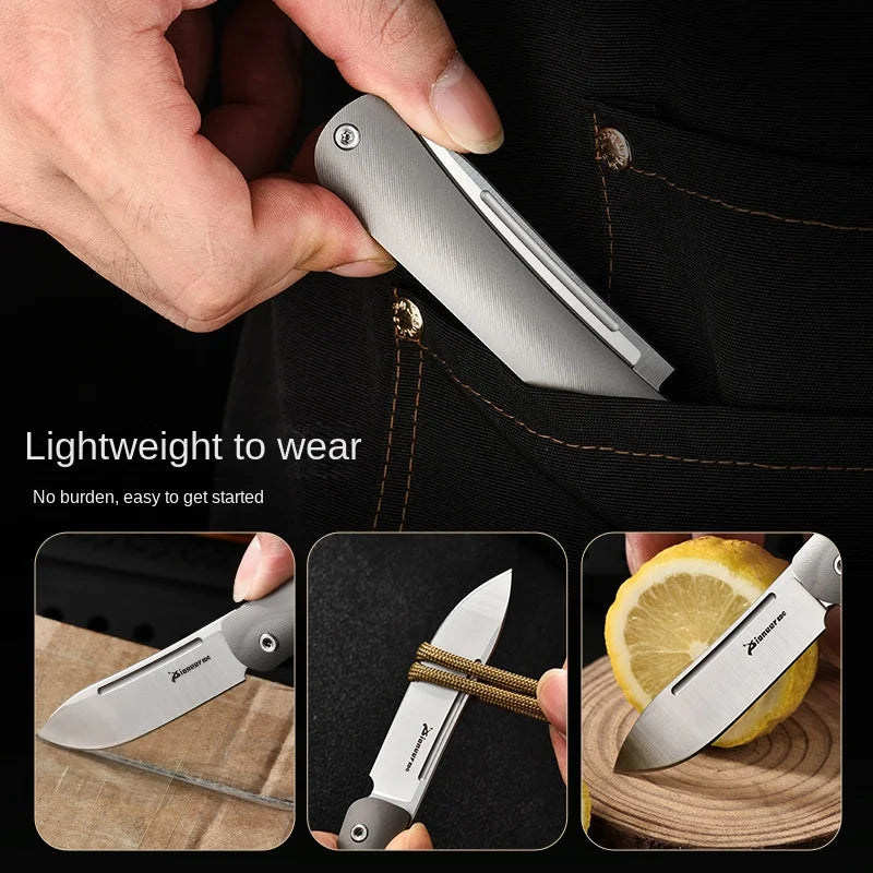 PioneerEDC 14C28N Steel Blade Grade 5 Titanium Folding Knife Sandblasted Color Value EDC Camping Tactical Knife