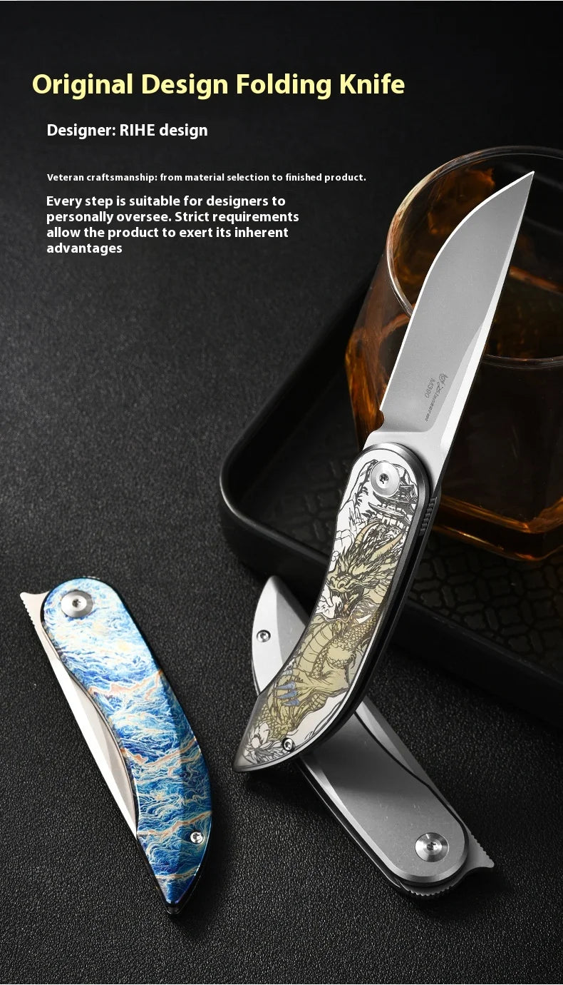 PioneerEDC Custom OEM Industrial Grade Gr5 Titanium EDC Folding Knife M390 Blade High Hardness Portable Tactical Camping Tool