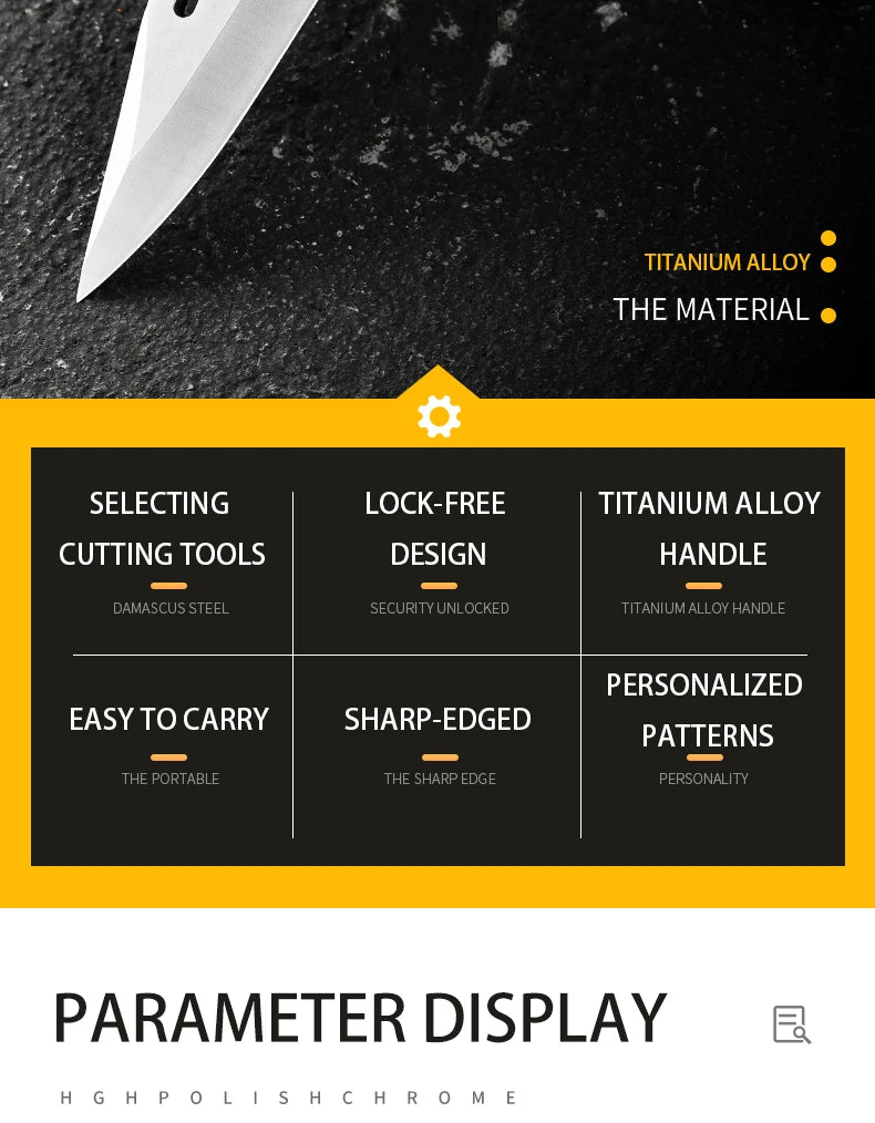 PioneerEDC TC4 Titanium Alloy Portable Folding Knife High Hardness Tactical EDC Outdoor Survival Camping Tool OEM Supported
