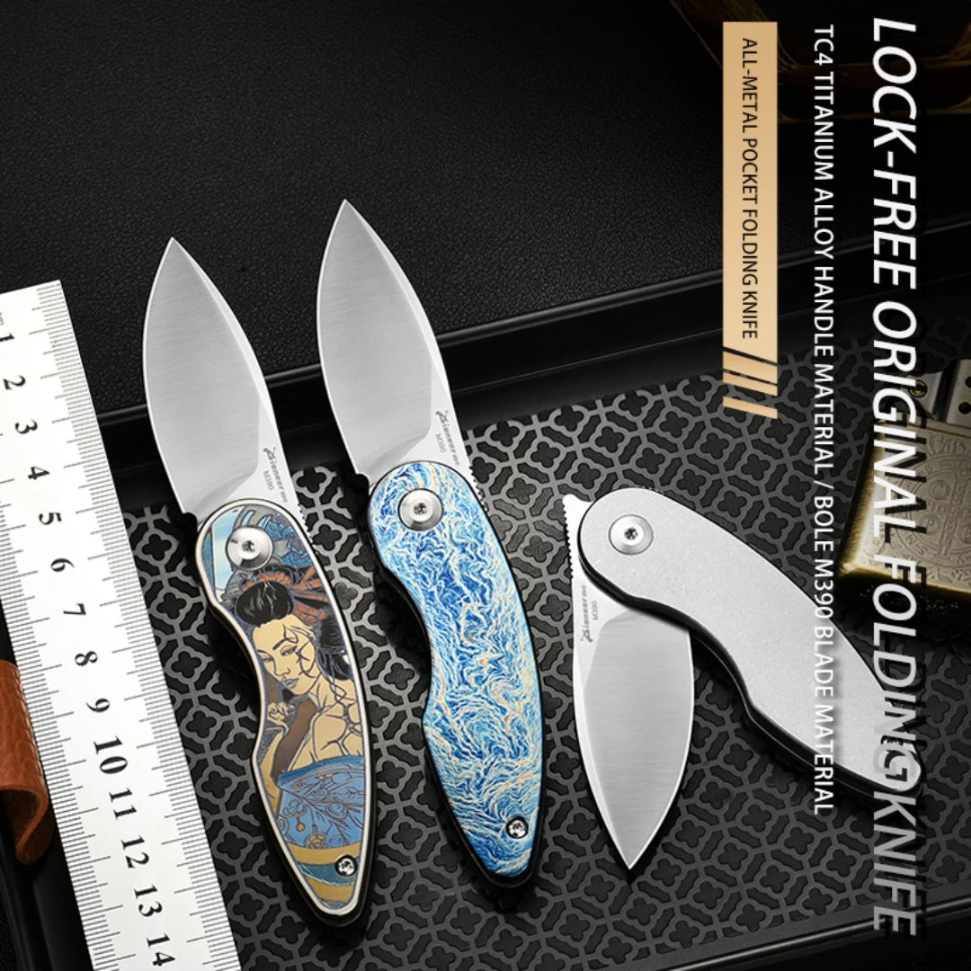 PioneerEDC Custom OEM M390 EDC Folding Knife with Gr5 Handle - Professional-Grade Mini Tool for Camping, Survival & OEM Projects