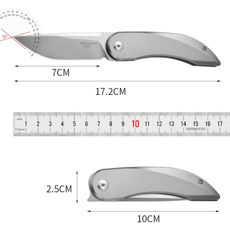 PioneerEDC Custom OEM Industrial Grade Gr5 Titanium EDC Folding Knife M390 Blade High Hardness Portable Tactical Camping Tool