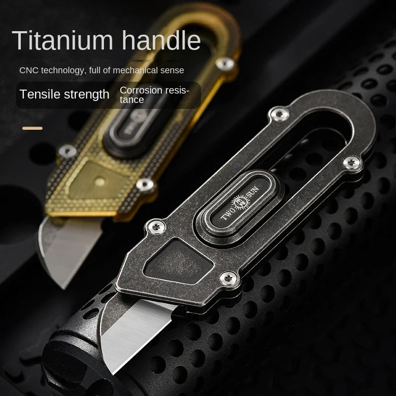 PioneerEDC Titanium Knife High Hardness Durable Box Cutter Multifunctional EDC Dismantle Express Industrial Small Art Knife