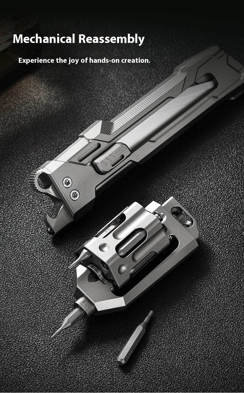 PioneerEDC Industrial Grade Multifunction Spinning EDC Knife TC4 Titanium Tactical Art Knife Portable Outdoor OEM CNC Unibody