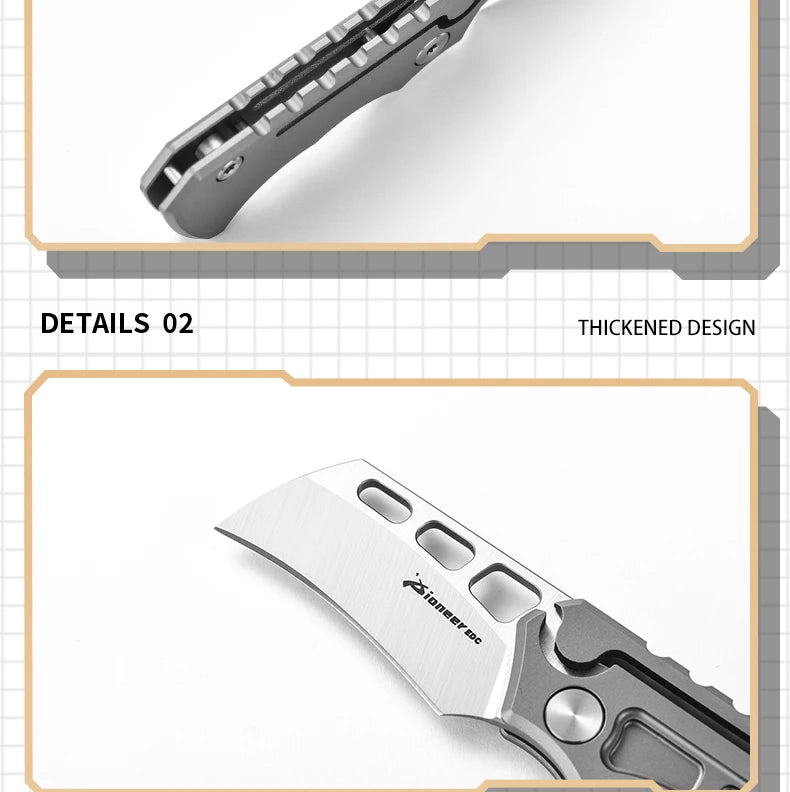 PioneerEDC Survival DIY Titanium Knife EDC Stainless Steel Blade Mini Portable Folding Tactical Pocket Knife Outdoor Camping