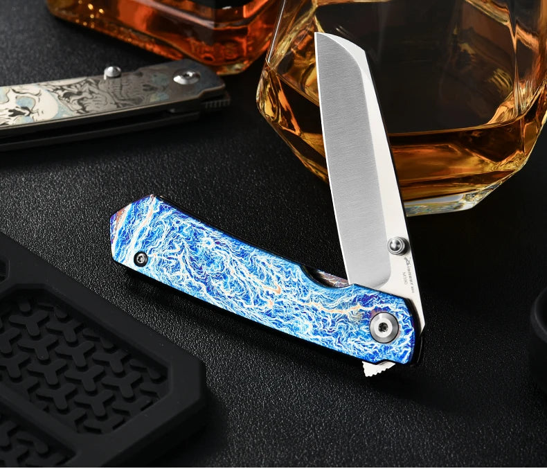 PioneerEDC Gr5 & M390 Titanium Alloy EDC Knife High Hardness Portable Tactical Multifunctional Knife for Survival Outdoor Use