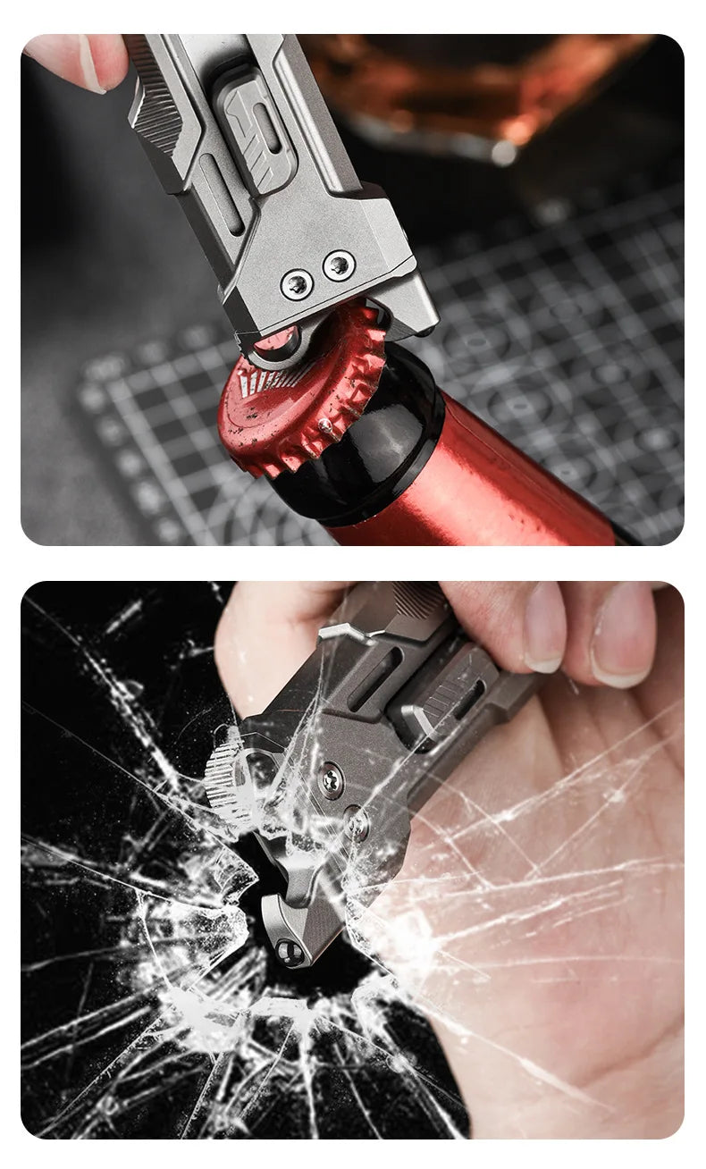 PioneerEDC Industrial Grade Multifunction Spinning EDC Knife TC4 Titanium Tactical Art Knife Portable Outdoor OEM CNC Unibody