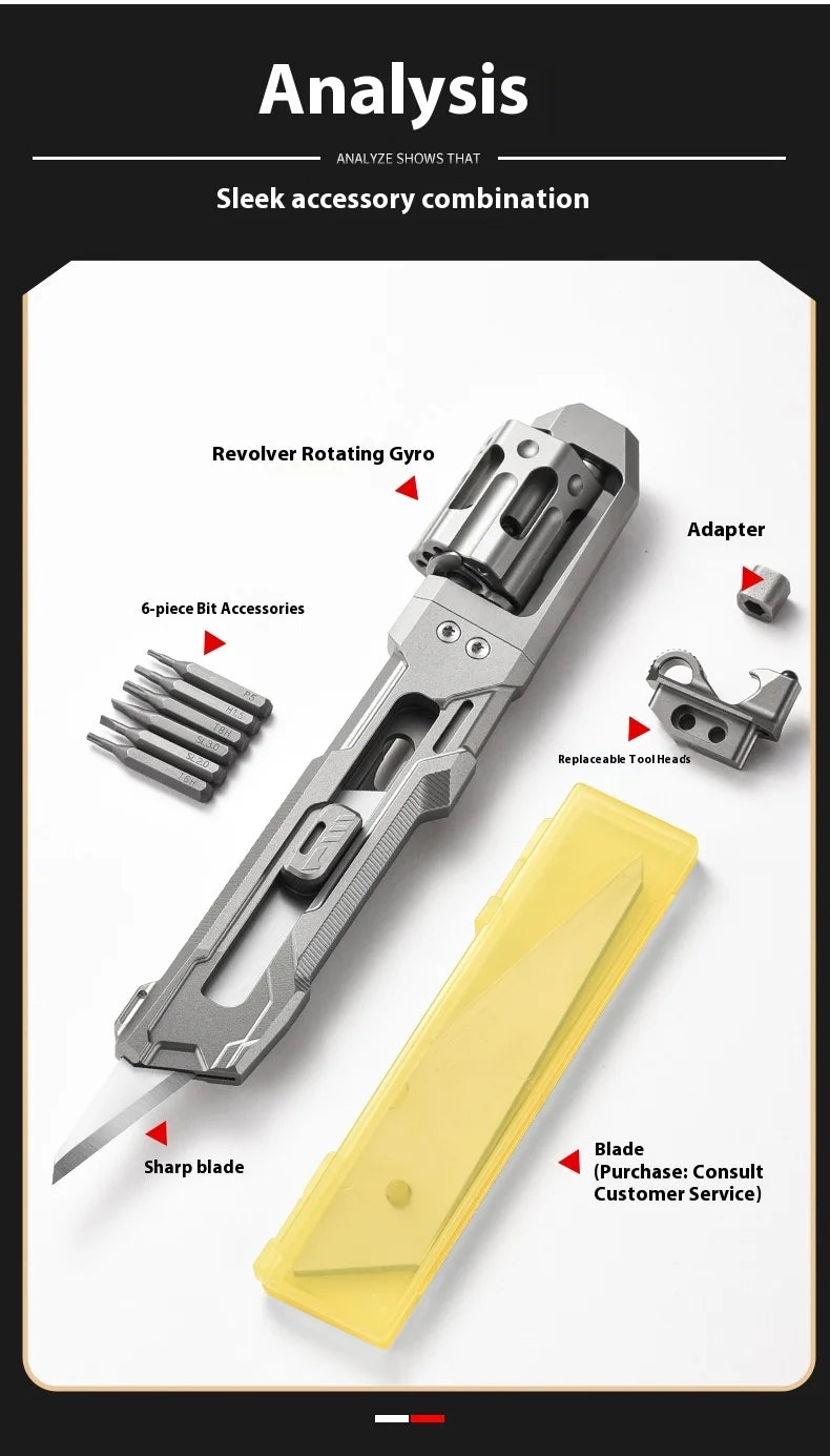 PioneerEDC Industrial Grade Multifunction Spinning EDC Knife TC4 Titanium Tactical Art Knife Portable Outdoor OEM CNC Unibody