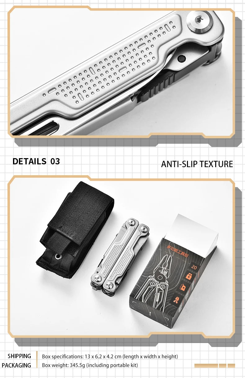 PioneerEDC Multitool 20-in-1 Pocket Knife Screwdriver Sleeve Self-locking Pliers Sheath-for Outdoor Survival Camping Hiking OEM