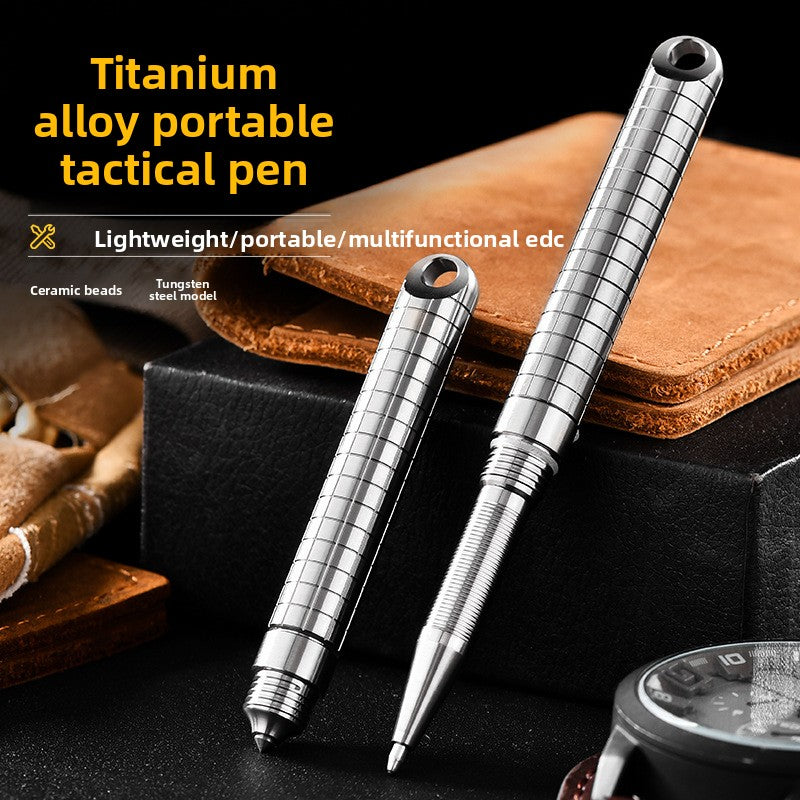 PioneerEDC Mini Tactical Pen Portable Silver Titanium Alloy Personalized Climbing Glass Breaking pen