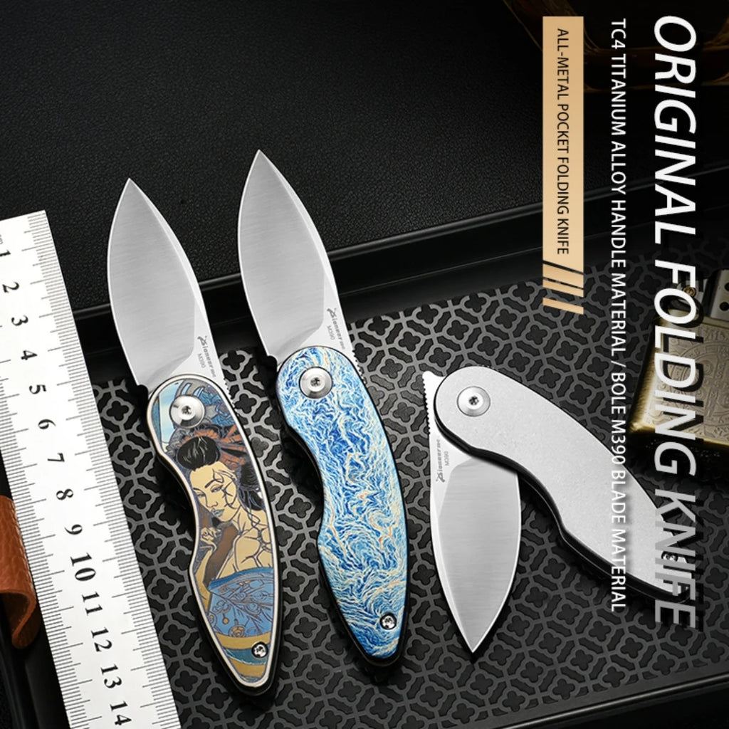 PioneerEDC Custom OEM M390 EDC Folding Knife with Gr5 Handle - Professional-Grade Mini Tool for Camping, Survival & OEM Projects